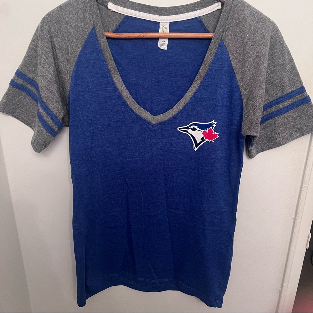 Blue Jays Blue and Gray V-Neck T-Shirt